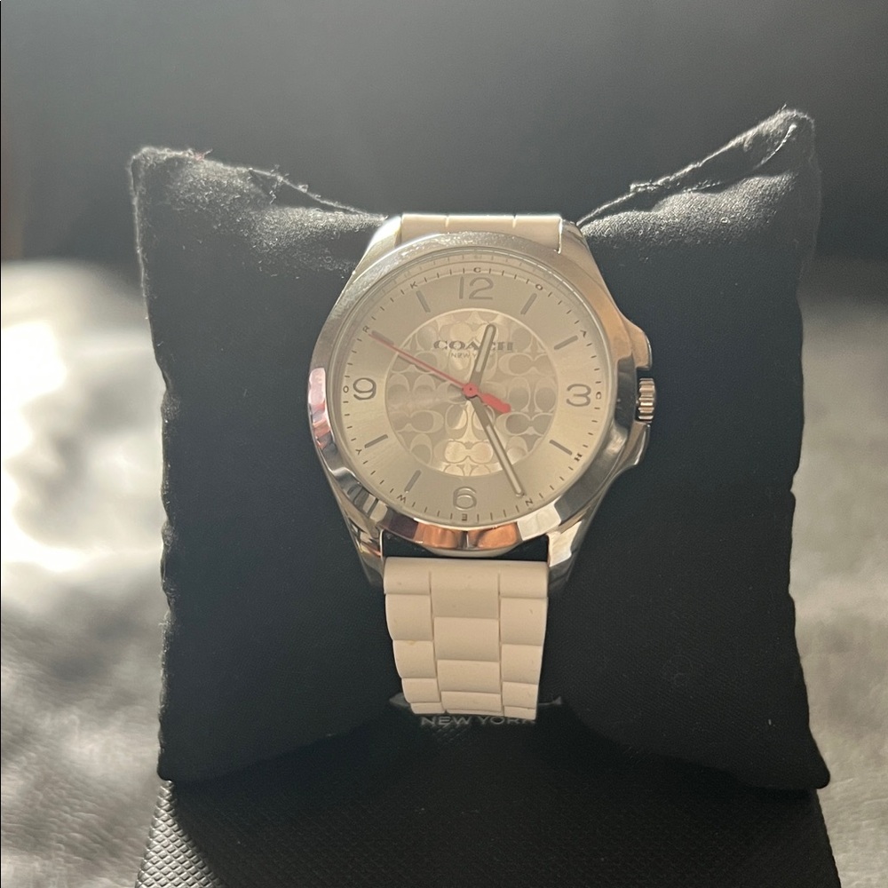 Coach watch with Silver Dial with White Strap Watch